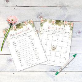 Invitación Cute Hedgehog Baby Shower Bingo and Animal Match