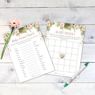 Invitación Cute Hedgehog Baby Shower Bingo and Animal Match
