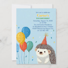 Invitación Cute Hedgehog Birthday Party Invitation