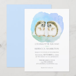 Invitación Cute Hedgehog Boda de pareja gay lesbiana