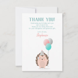 Invitación Cute Hedgehog Cumpleaños Gracias