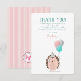 Invitación Cute Hedgehog Cumpleaños Gracias