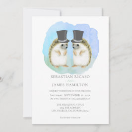 Invitación Cute Hedgehog Dos Grooms Boda Pareja Gay
