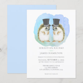Invitación Cute Hedgehog Dos Grooms Boda Pareja Gay