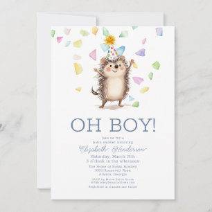 Invitación Cute Hedgehog es un chico Baby Shower