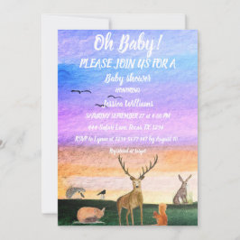 Invitación Cute Hedgehog Watercolor Woodland Animales Fox Har
