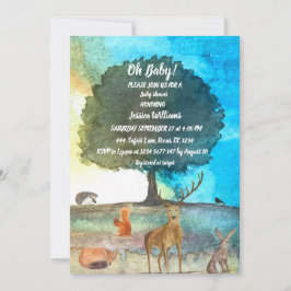 Invitación Cute Hedgehog Watercolor Woodland Animales Fox Har