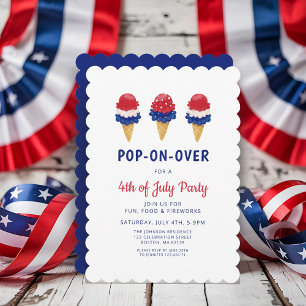 Invitación Cute Helado Rojo, Blanco Y Azul 4 de Julio