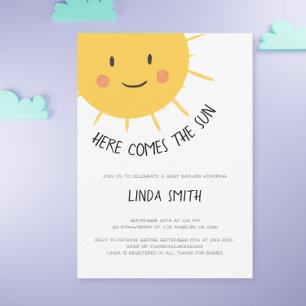 Invitación Cute Here come the Sun Baby Shower
