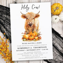 Cute Highland Cow Autumn Pumpkins Baby Shower