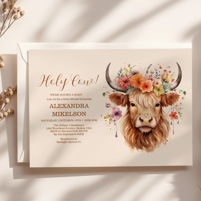 Invitación Cute Highland Cow Baby Shower (Subido por el creador)