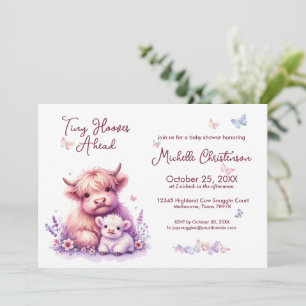 Invitación Cute Highland Cow Floral Baby Shower