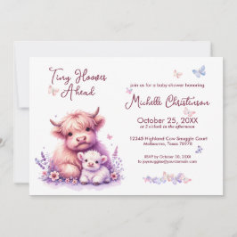 Invitación Cute Highland Cow Floral Baby Shower
