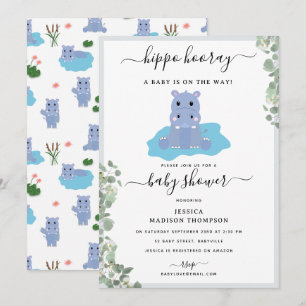 Invitación Cute Hipopótamo Hip Hipó Hooray Baby Shower