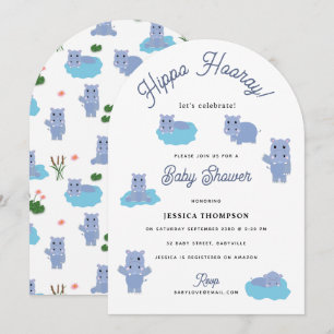 Invitación Cute Hipopótamo Hip Hippo Hurra Cumpleaños del Beb