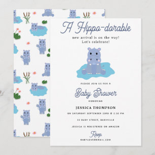 Invitación Cute Hippopotamus Hippo-dorable Baby Shower