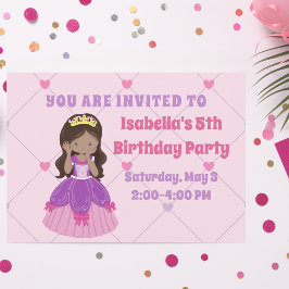 Invitación Cute Hispano Princesa Chica Fiesta de Cumpleaños R