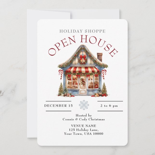 Invitación CUTE HOLIDAY SHOPPE open HOUSE (Anverso)
