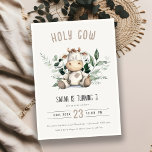 Invitación Cute Holy Cow Foliage Pastel Neutral Kids Birday<br><div class="desc">Si necesita cualquier otro producto o personalización que coincida,  por favor envíe un mensaje a través de Zazzle.</div>