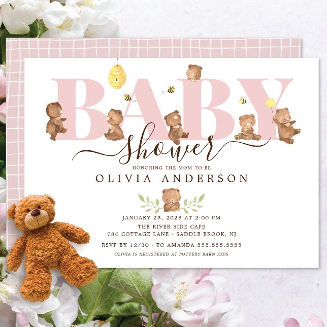 Invitación Cute Honey Bear Baby Shower (Subido por el creador)