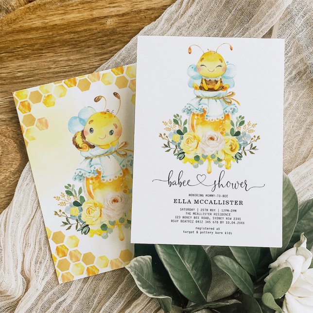 Invitación Cute Honey Bee | Baby Shower de rosas amarillas de (Subido por el creador)