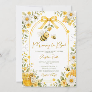 Invitación Cute Honey Bee Mamá Abeja Amarilla Fiesta de Bebé