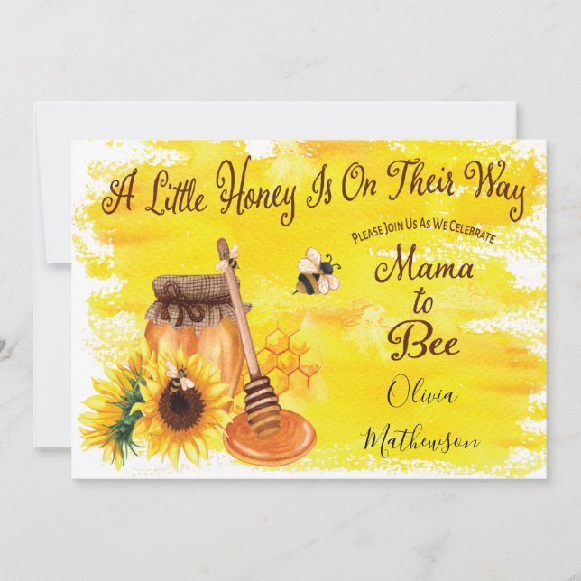 Invitación Cute Honey Bee Rustic Gender Neutral Baby Shower (Anverso)