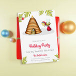 Invitación Cute Honey Bee Santa Claus Christmas Holiday<br><div class="desc">Cute invitation for honey business, bee lovers and people who wants to have something completely different for their invitations this year. With an illustration of a bee Santa Claus with his bag of presents going to her beehive, it will be the delight of the recipient. Illustrated and designed by Patricia...</div>