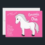 Invitación Cute Horse Kids Primer Fiesta Chicas rosados<br><div class="desc">¡Estas adorables y coloridas invitaciones a fiestas de cumpleaños de caballos son perfectas para una celebración de cumpleaños de niños! Personalizar el texto para hacerlos propios. ¡El aspecto moderno es la forma perfecta de celebrar a tu pequeño que le encanta un poni en su primer cumpleaños! ¡Perfecto y rosa para...</div>