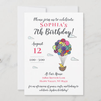 Invitación Cute Hot Air Balloon Bird Nest Cumpleaños
