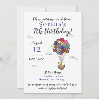 Invitación Cute Hot Air Balloon Bird Nest Cumpleaños