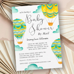 Invitación Cute Hot Air Balloons Baby Shower por correo