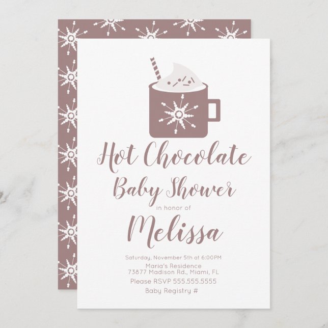 Invitación Cute Hot Chocolate Campfire Mug Winter Baby Shower (Anverso / Reverso)