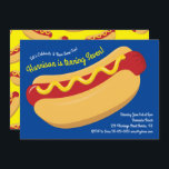 Invitación Cute Hot Dog Kids Birday Fiesta Cocinar<br><div class="desc">¡Estas adorables y coloridas invitaciones para la fiesta de cumpleaños de la comida de perro caliente son perfectas para una celebración de cumpleaños de cocinero de verano! Personalizar el texto para hacerlos propios. El aspecto moderno es la forma perfecta de celebrar a tu pequeño que le guste la comida y...</div>