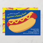 Invitación Cute Hot Dog Kids Birday Fiesta Cocinar<br><div class="desc">¡Estas adorables y coloridas invitaciones para la fiesta de cumpleaños de la comida de perro caliente son perfectas para una celebración de cumpleaños de cocinero de verano! Personalizar el texto para hacerlos propios. El aspecto moderno es la forma perfecta de celebrar a tu pequeño que le guste la comida y...</div>