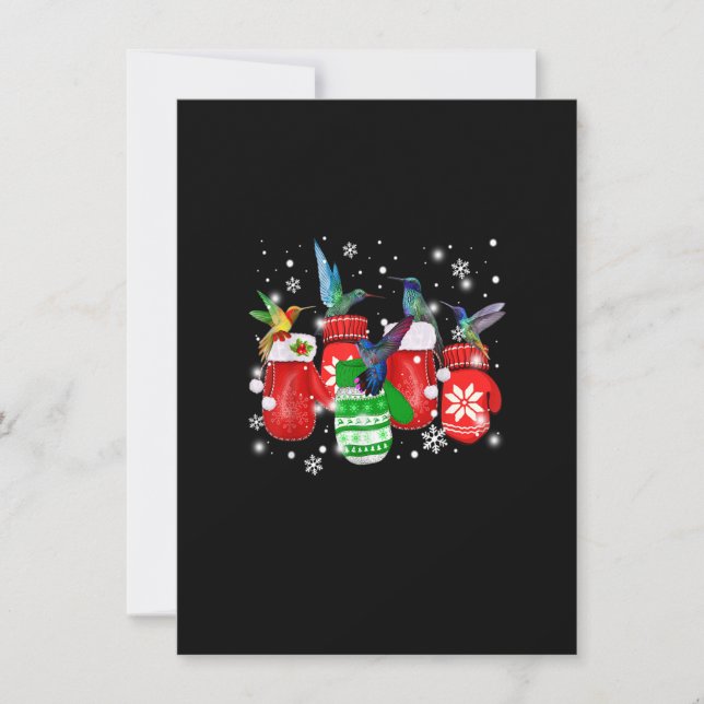 Invitación Cute Hummingbird In Gloves Christmas Bird Lovers M (Anverso)