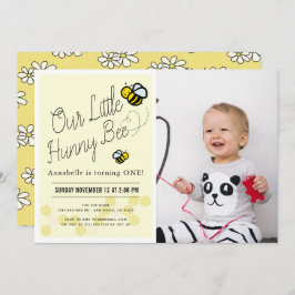 Invitación Cute Hunny Abeja Foto Amarilla Primer Fiesta de cu