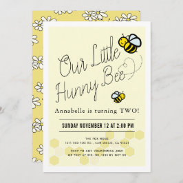 Invitación Cute Hunny Bee Niños Amarillos Fiesta de cumpleaño
