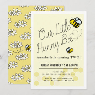 Invitación Cute Hunny Bee Niños Amarillos Fiesta de cumpleaño