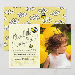 Invitación Cute Hunny Bee Niños Amarillos Foto Fiesta de cump