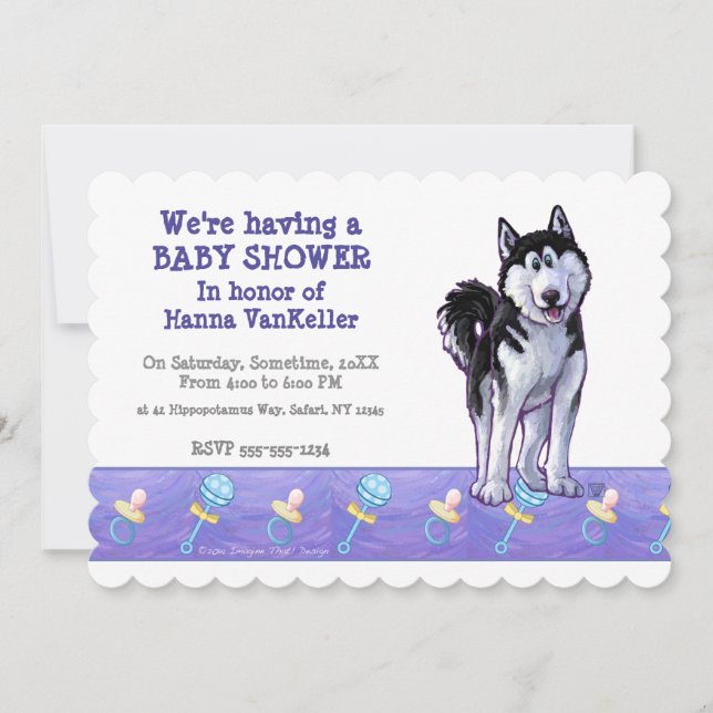 Invitación Cute Husky Baby Shower (Anverso)
