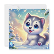 Cute Husky Navidad Card