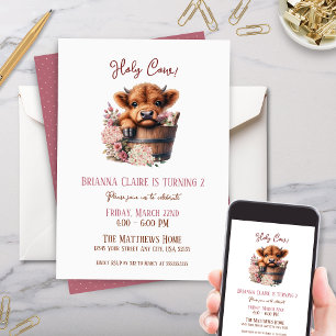 Invitación Cute Hydrangea Pink Floral Farm Animales Cumpleaño