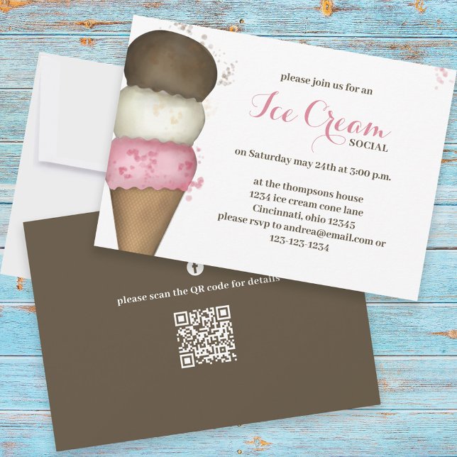 Invitación Cute Ice Cream Cone Social (Subido por el creador)
