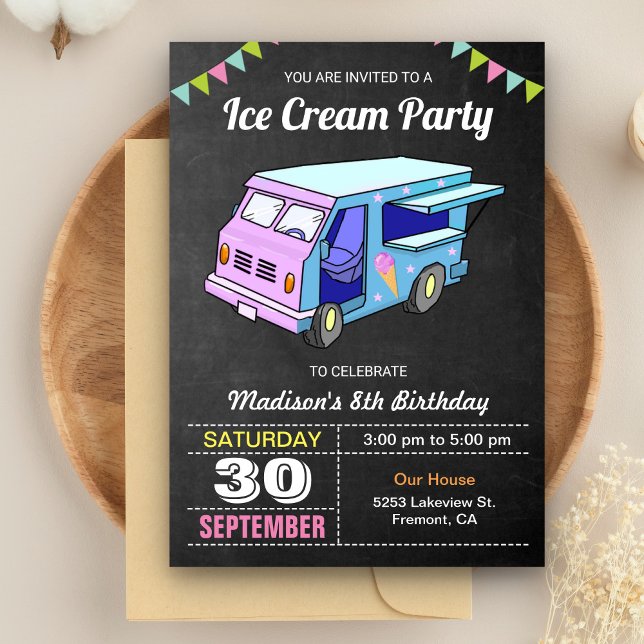Invitación Cute Ice Cream Truck Birthday Party (Subido por el creador)