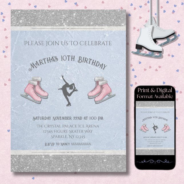 Invitación Cute Ice Rink Party Figure Skating Birthday (Invite guests to a party that's sure to sparkle with Figure Skater Birthday Party Invitations)