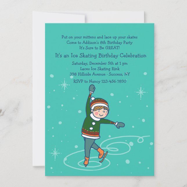 Invitación Cute Ice Skater (Anverso)