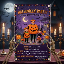Invitación Cute Illustrated Halloween Costume Party Family