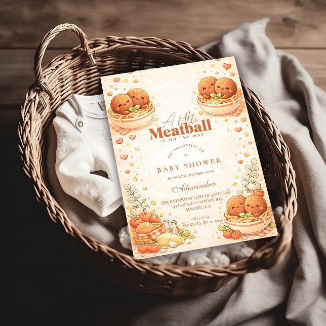Invitación Cute Illustrated Little Meatball Baby Shower (Subido por el creador)