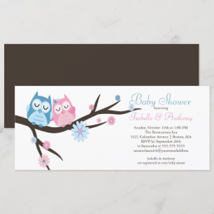Invitación Cute in love Owl Couple Baby Shower